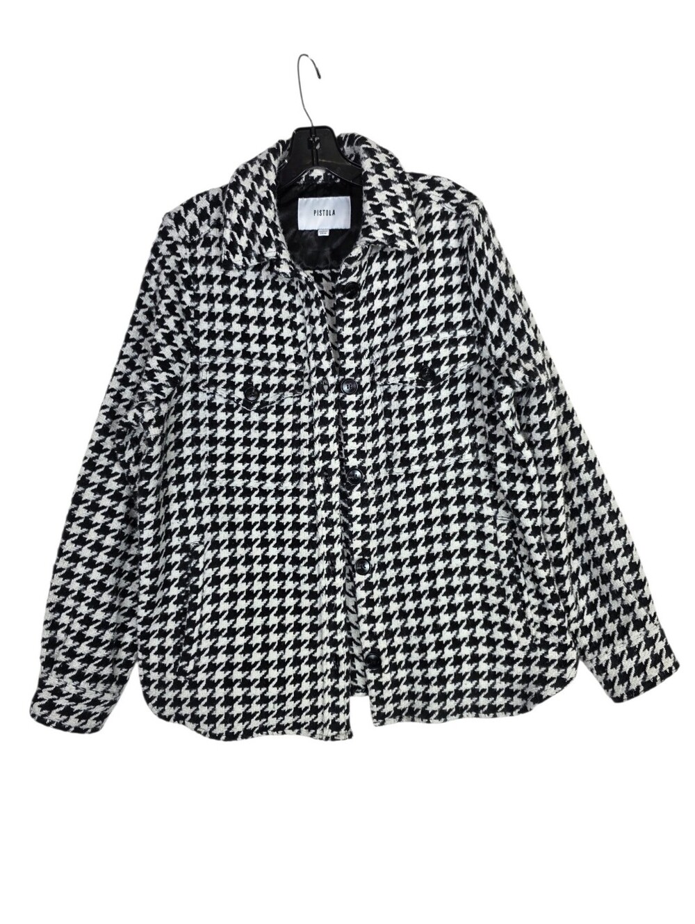 Pistola Houndstooth wool-blend button down Shacket